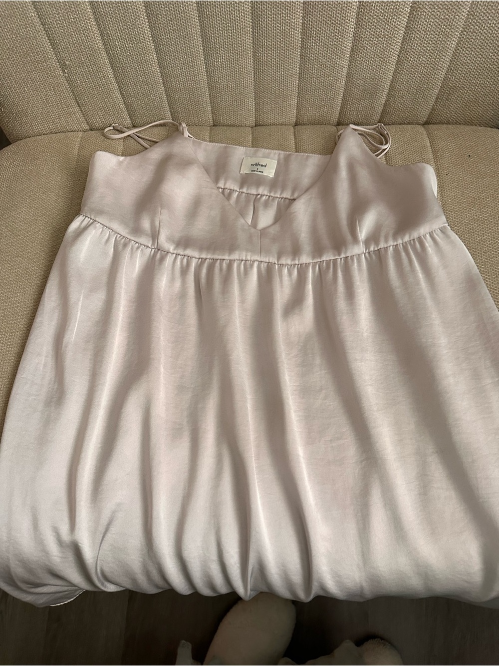 Aritzia mini satin dress in soft pink